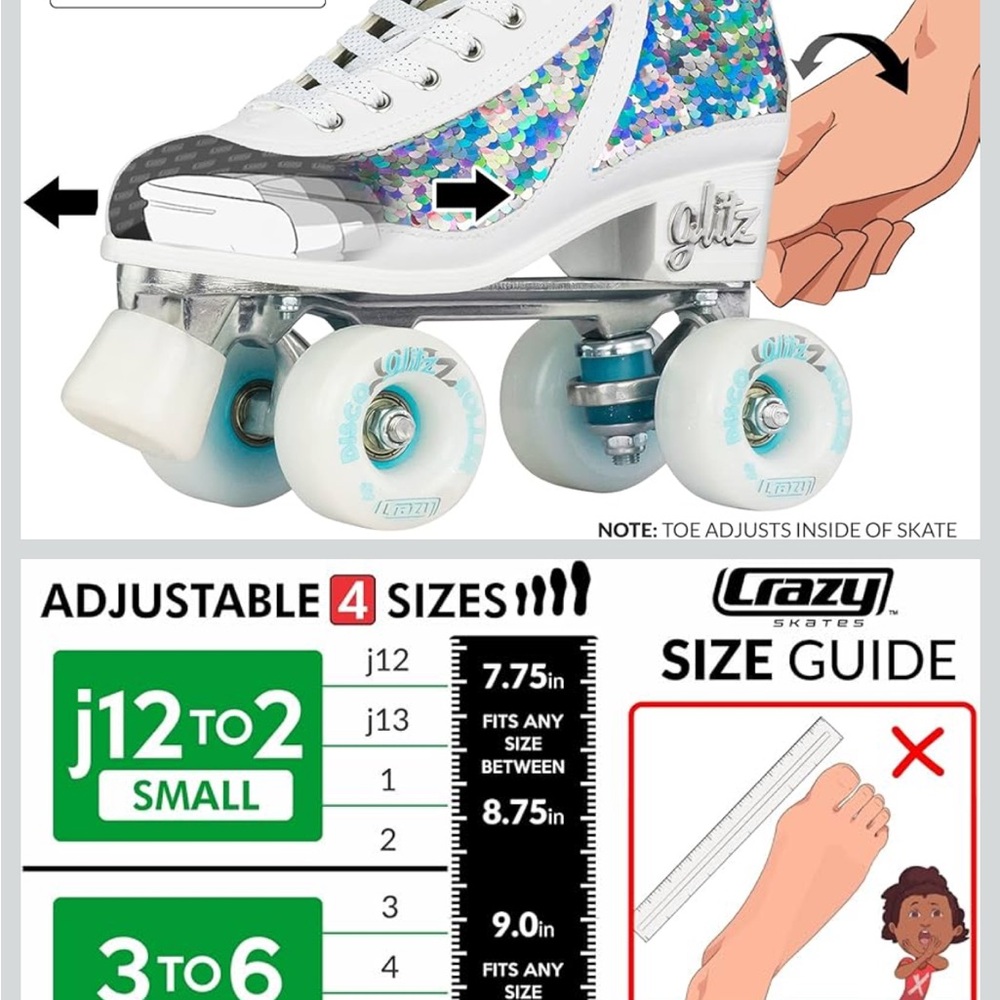 Glitz Sequin White Roller Skates
